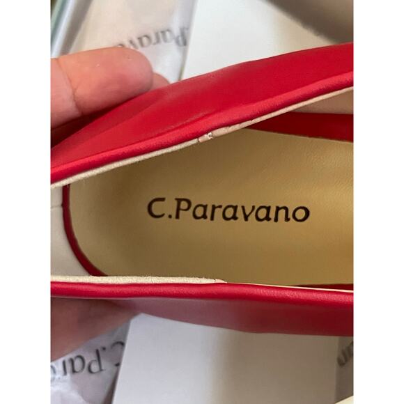 NIB C.Paravano Red Pointy Bow Flats (Aida) Size 39 or 8.5 - Picture 6 of 11